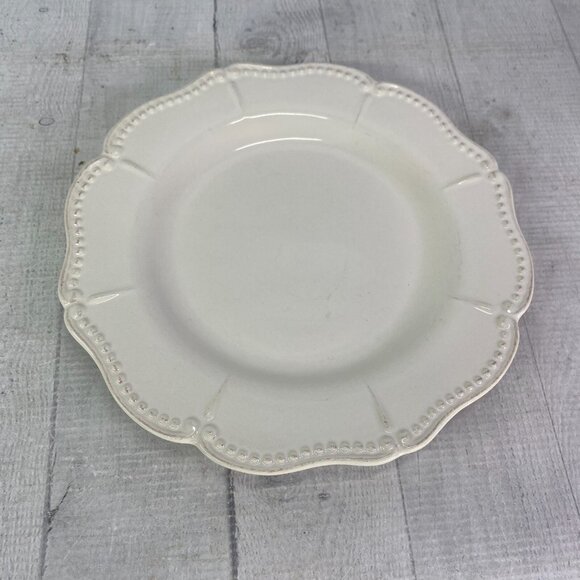Chris Madden JCPenny ADALINA Ivory Embossed Stoneware Salad Lunch Plates Set 4 - Picture 6 of 16